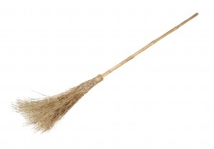 Broom,With,Bamboo,Handle,Isolated,On,White,Background