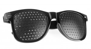 Black,Perforated,Glasses,Isolated,On,A,White,Background.,Medical,Spectacles.